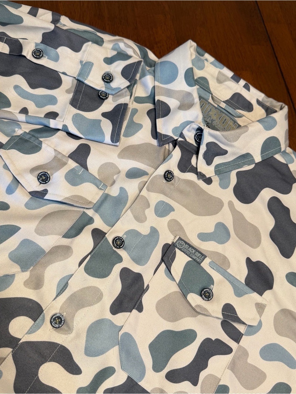 Dixxon Black Rifle Coffee Company Duck Camo Mens XLT Button Up Long Sleeve Shirt